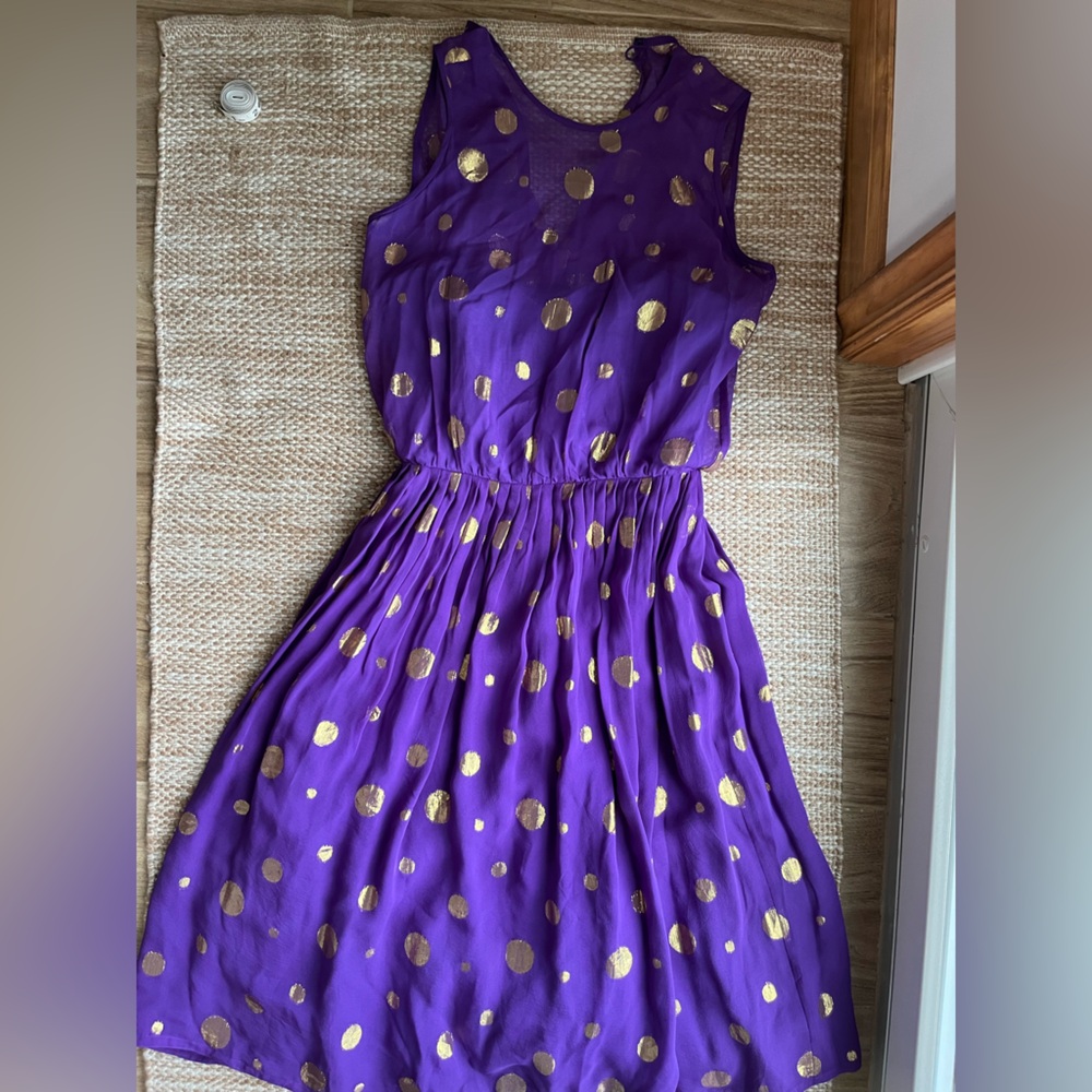 Purple Dress with Gold Polka Dots